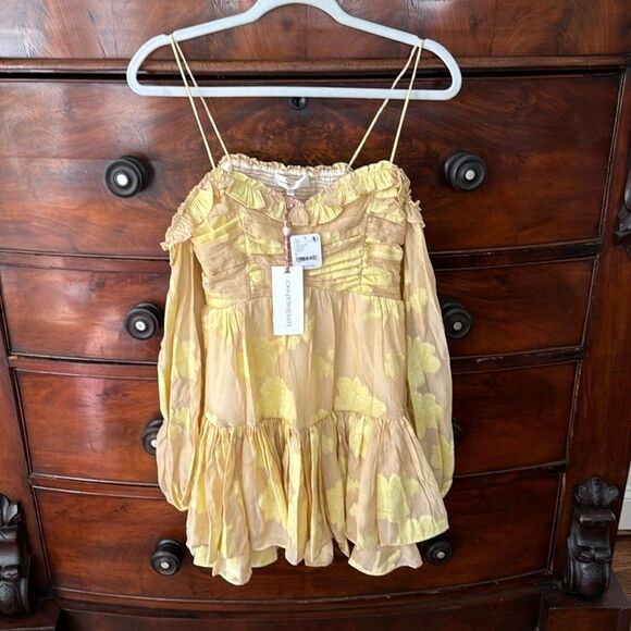 LoveShackFancy Zennia Off-Shoulder Silk Mini Dress - Picture 5 of 8